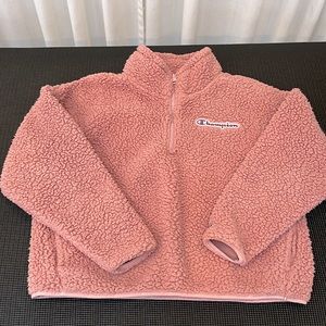 Champions , High Pile ¼ Zip Pullover, Script Logo